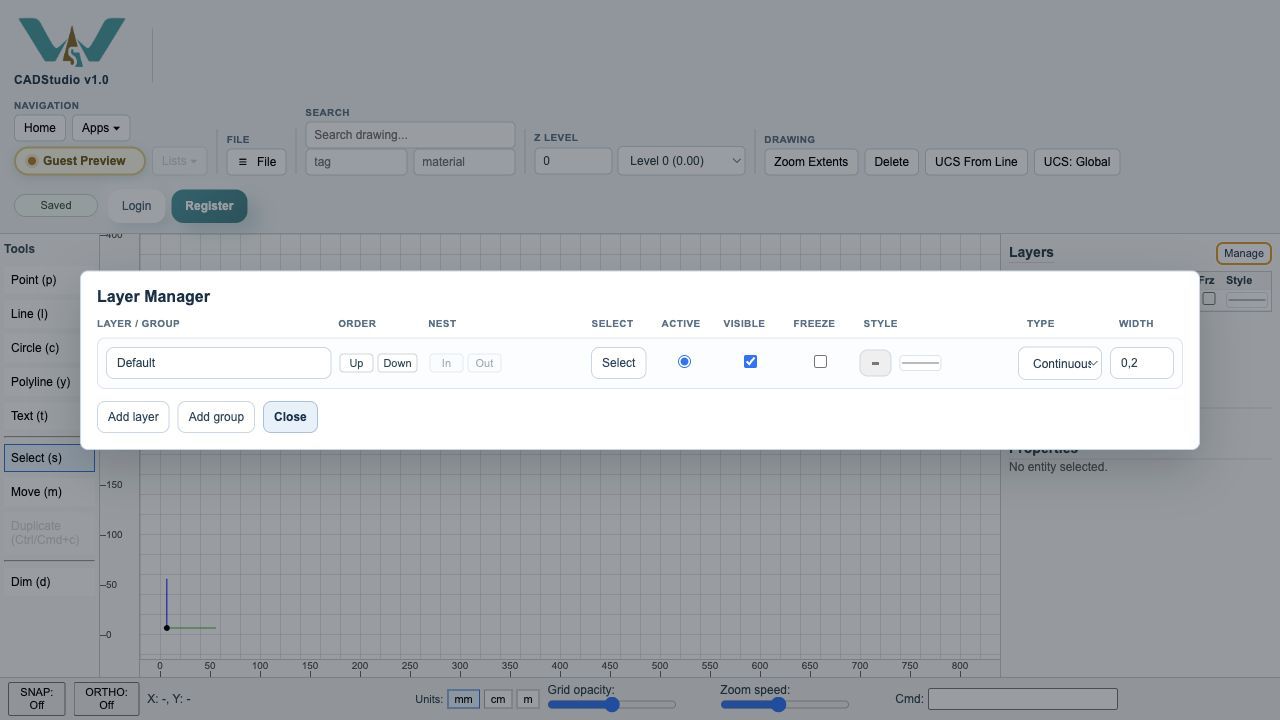CADStudio Layer Manager