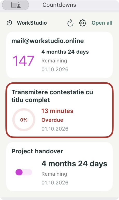The same countdowns in Mini size
