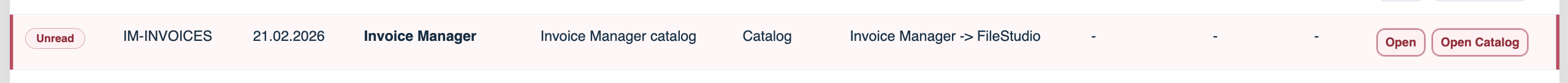 Invoice Manager catalog in FileStudio.