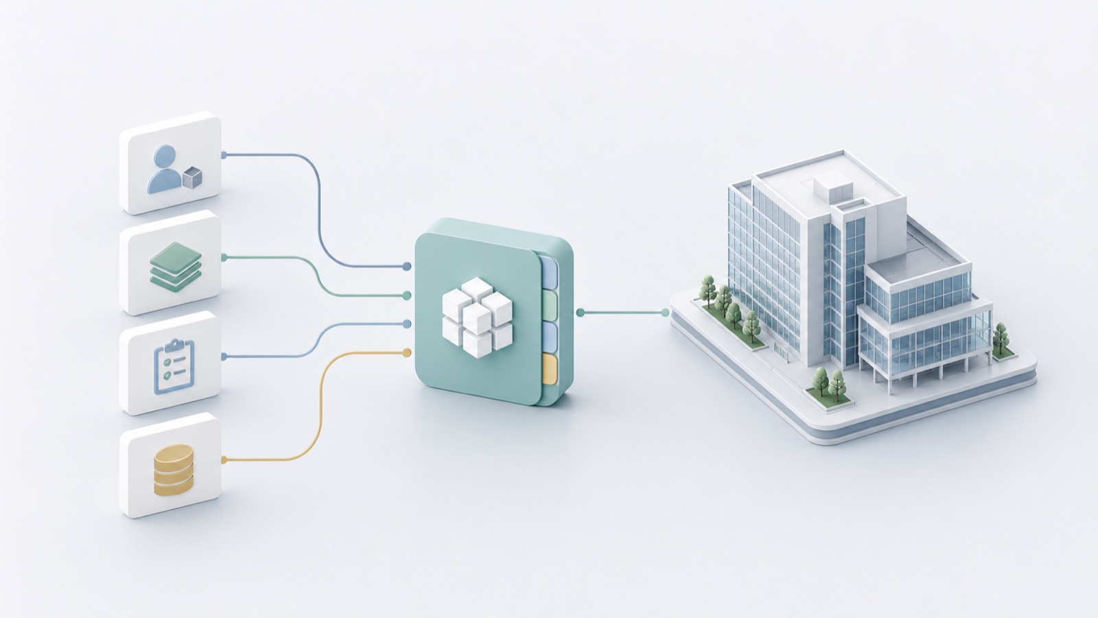 Simple building model receiving structured requirement cards.