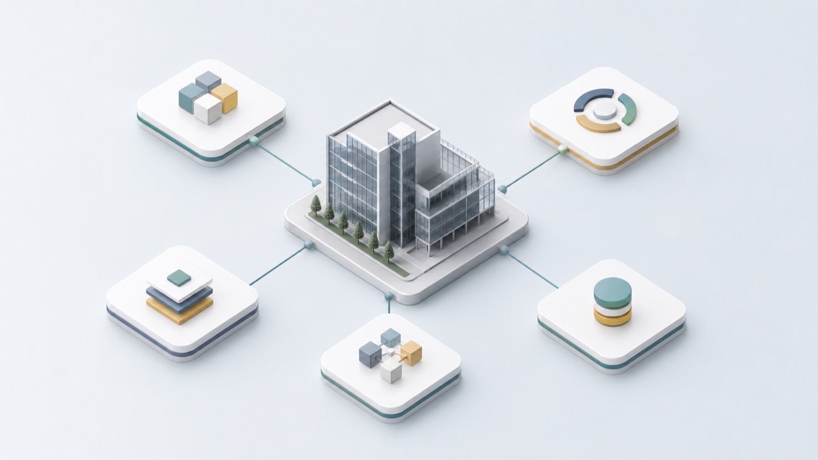 Simple building model connected to clean open data exchange tiles.