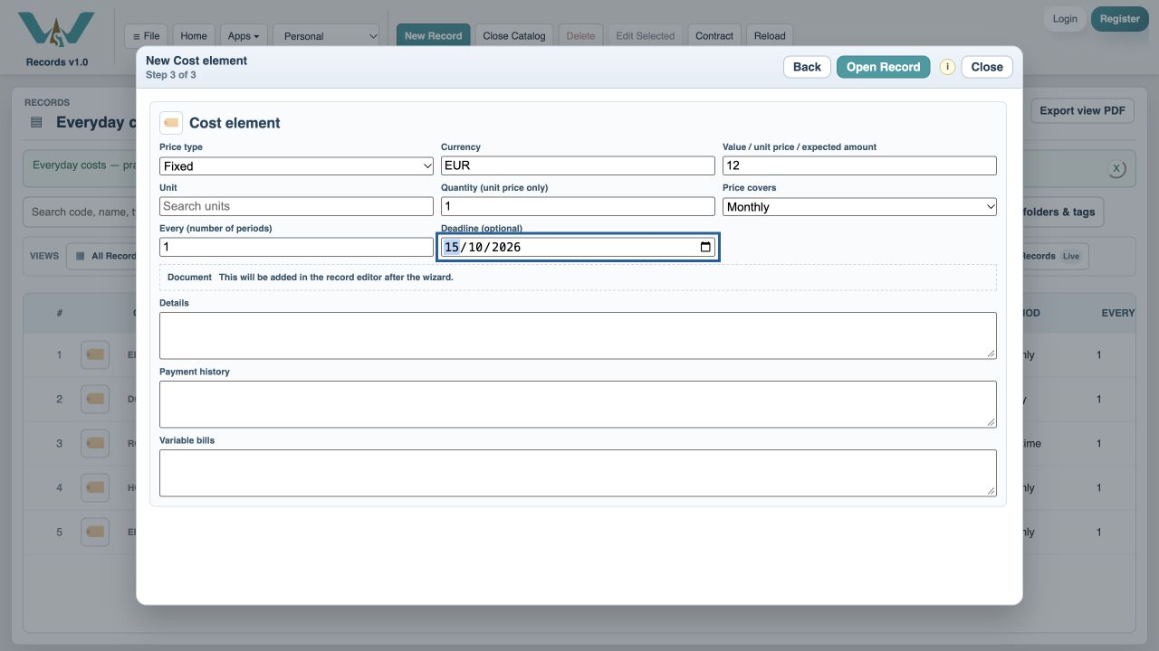 Set the deadline — Use 15 October 2026 in this practice example.