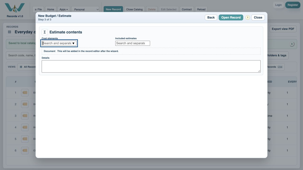 Continue — Choose Next to reach the contents fields.