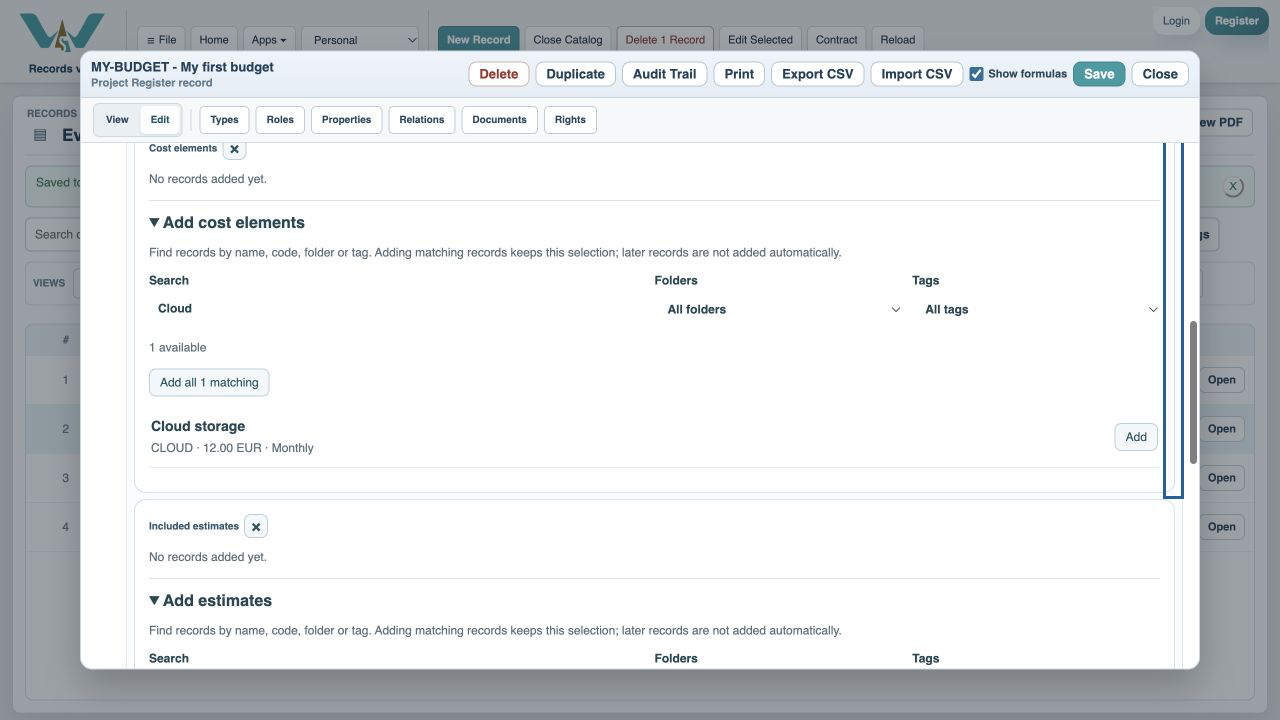 Add Cloud storage — Choose Add beside Cloud storage.