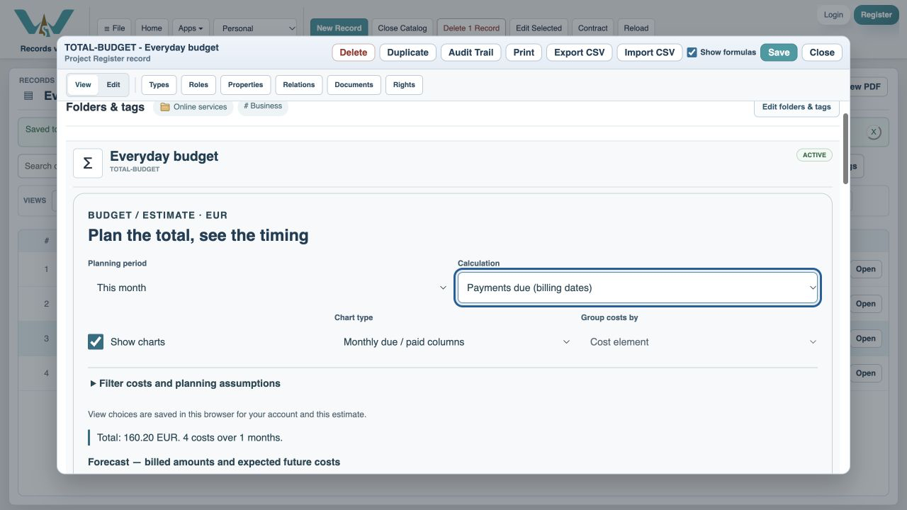 Choose This month — Open Everyday budget and select This month. Read the displayed date range, which begins on day one.
