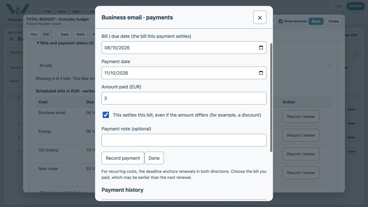Confirm the agreed settlement — Check This settles this bill only because the supplier agreed no further payment is owed.