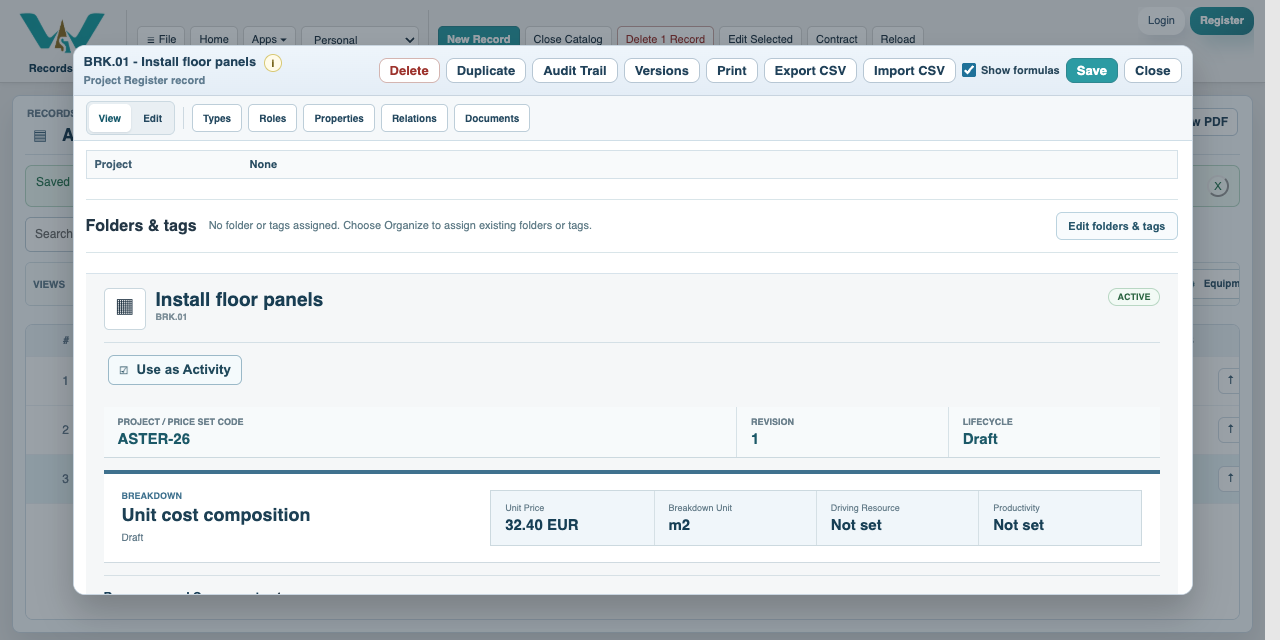 Check and save in Catalog with fictional Aster data