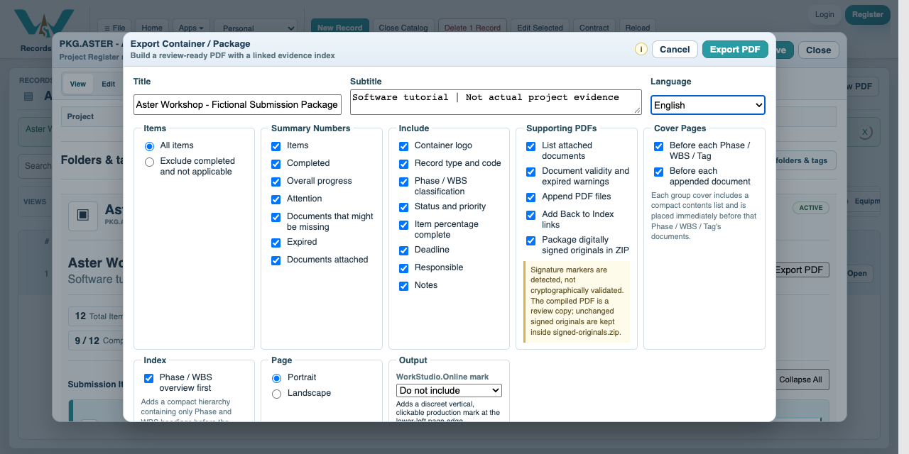 Review summary and fields in Catalog with fictional Aster data
