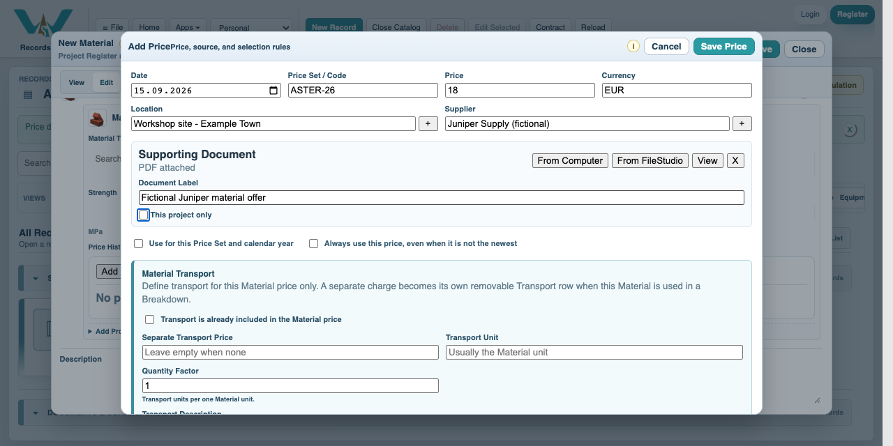 Create resource observations in Catalog with fictional Aster data