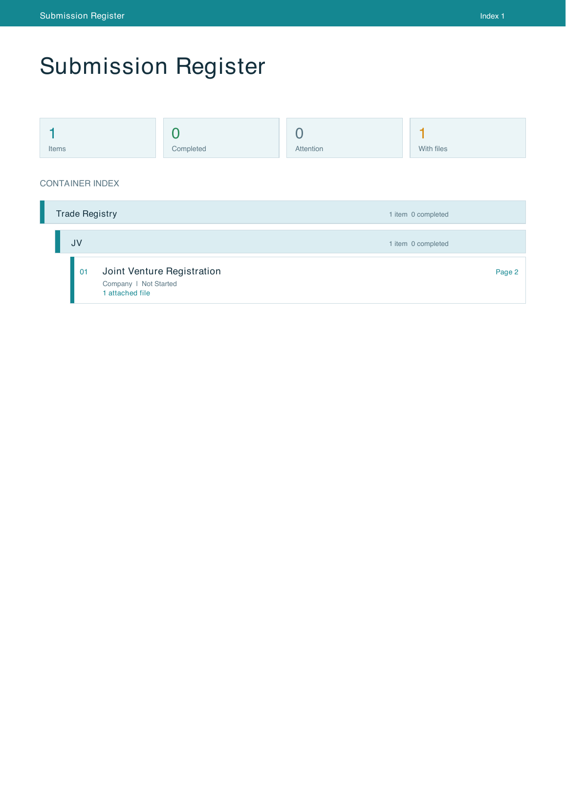 Generated Container package with a navigable document index