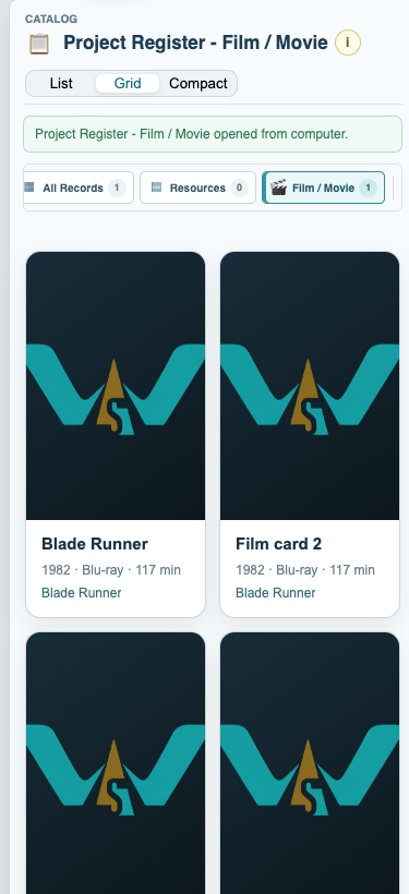 Film collection shown in a compact visual grid