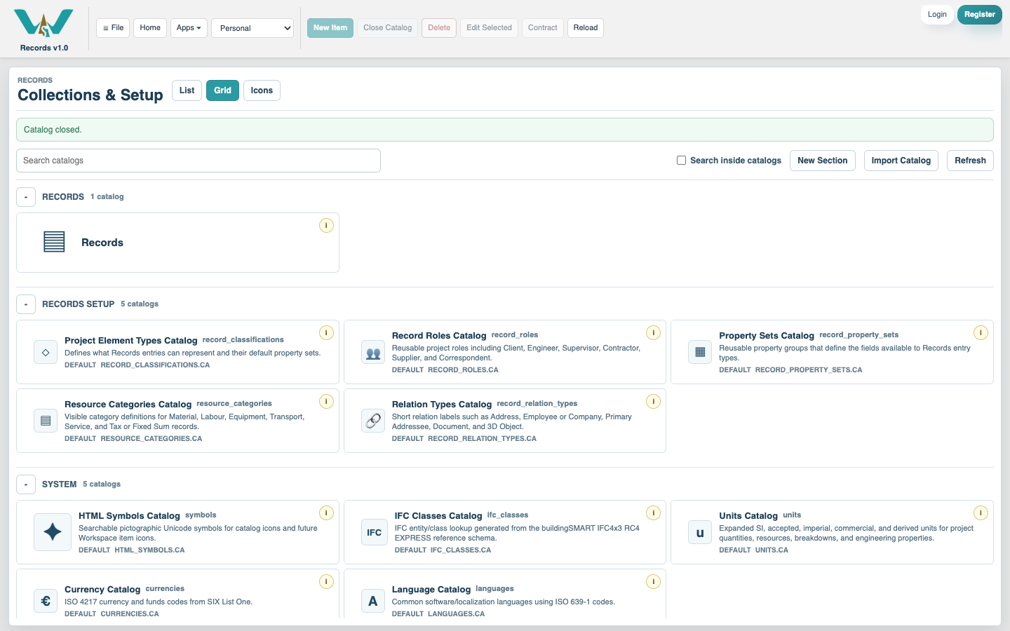 Records Collections and Setup for the active context