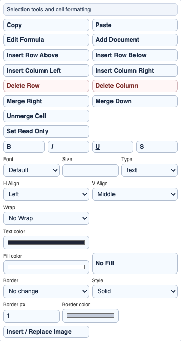 TableStudio cell context menu.