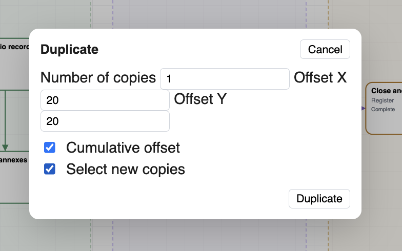 WorkFlow copy dialog