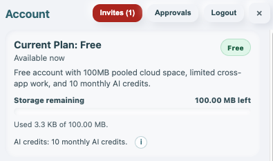 My Account header with Invites and Approvals buttons